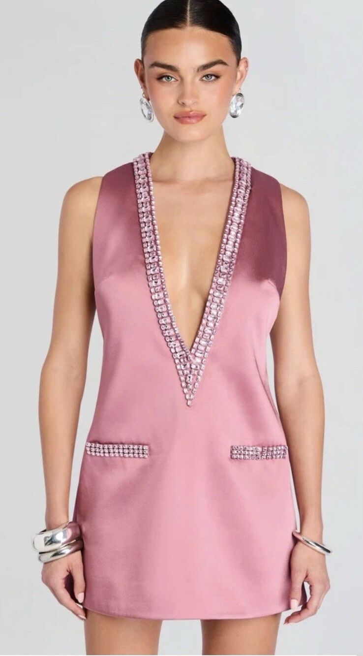 Retrofete Pink Nancie Embellished Shift Dress Sz S Prom Homecoming Cocktail Glam